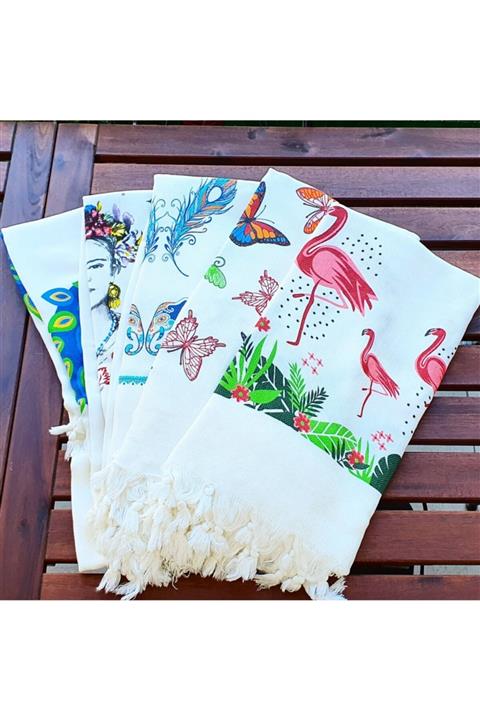 Lory İstanbul Filamingo Desenli Şal & Pareo 80x 1.50 Cm