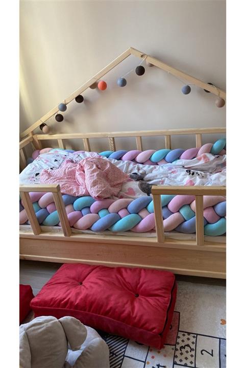 zerkaconcept Bilge Doğal Ahşap Montessori Çocuk Yatak Karyola Beşik Çam Ağacı 80*130