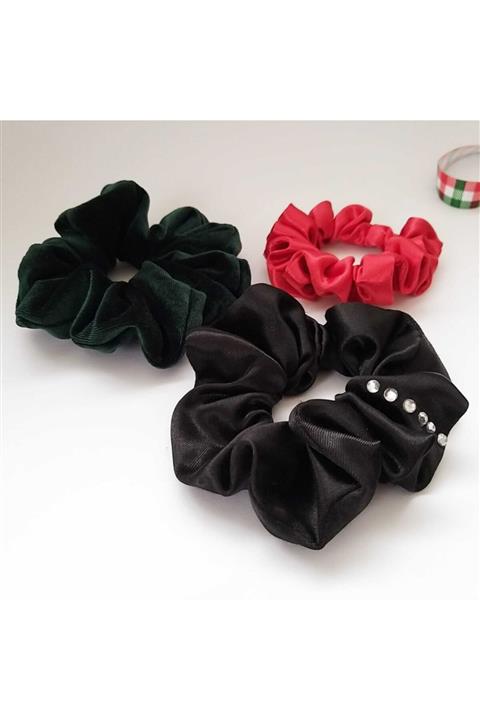 diacollection Yılbaşı Temalı Scrunchie Seti 3`lü