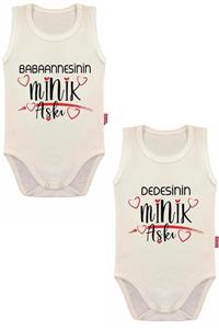 Lullaby Dedesinin Minik Aşkı & Babaannesinin Minik Aşkı Yazılı Çıtçıtlı Badi %100 Pamuk