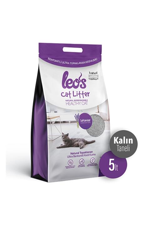 Leos Cat Litter Lavanta Kokulu Kalın Bentonit Kedi Kumu 5 Lt