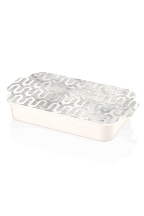 The Mia Melamin Kahvaltılık - Marble Beyaz