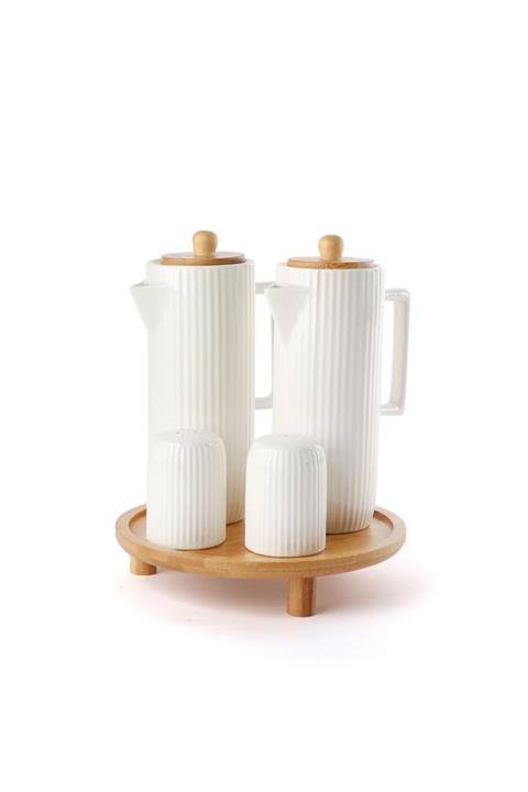 thepassioniz Ew's Bambu Standlı 4 Lü Yağlık Sirkelik Seti