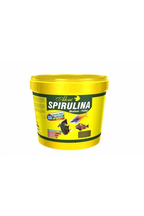 Ahm Bitkisel Ciklet Balık Yemi Spirulina Medium Pellet 3kg Kova