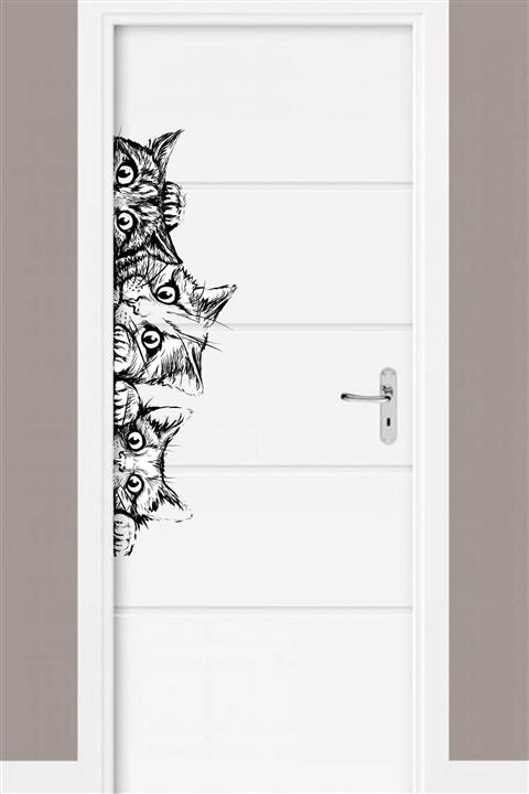 Kt Grup Gözcü Kediler Kapı Kenarı Çıkartmaları