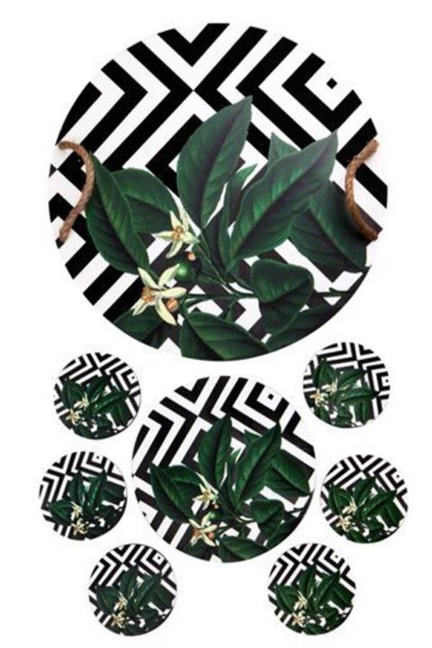 Vip&House 6'lı Bardak Altlığı,supla,örme Saplı Ahşap Tepsi Seti Zanzibar