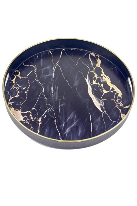 ZucciHome Black Edition Mermer Desenli Tepsi 35cm