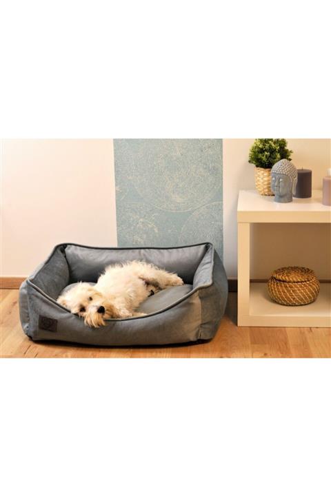 LUVLY PETS Büyük Boy Gri Xlarge Yıkanabilir - Tüplü Ortopedik Visco Minder Premium Köpek Yatağı - 100x80