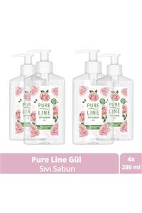 Pure Line Doğal Özler Ile Sıvı Sabun Gül 280 ml X4