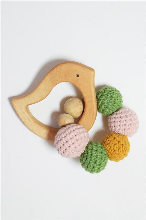 Enjoymydesign Ahşap Kuş Figürlü Doğal Akçaağaç Bebek Diş Kaşıyıcı