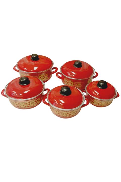 Nelson 16-18-20-22-24cm 10 Parça Tencere Seti Emaye Kızartma Tenceresi