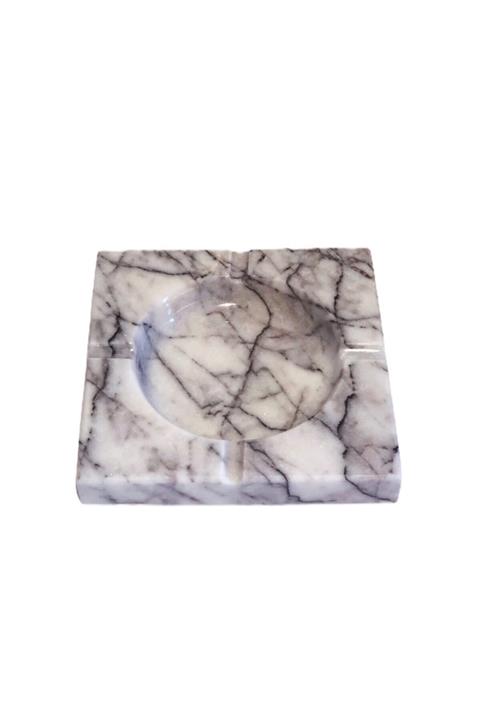 Lux and Marble Smoke - Damarlı Beyaz Mermer Kare Küllük