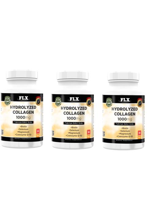 FLX Hidrolize Kollajen Collagen Coenzyme Biotin Selenium Magnezyum 90 Tablet X 3 Kutu