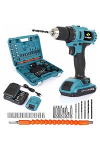 Sturdy Power Tools Sturdy 32v 5ah Li-on Çift Akülü Çantalı Darbeli Şarjlı Matkap Mavi 27'li Uç Seti