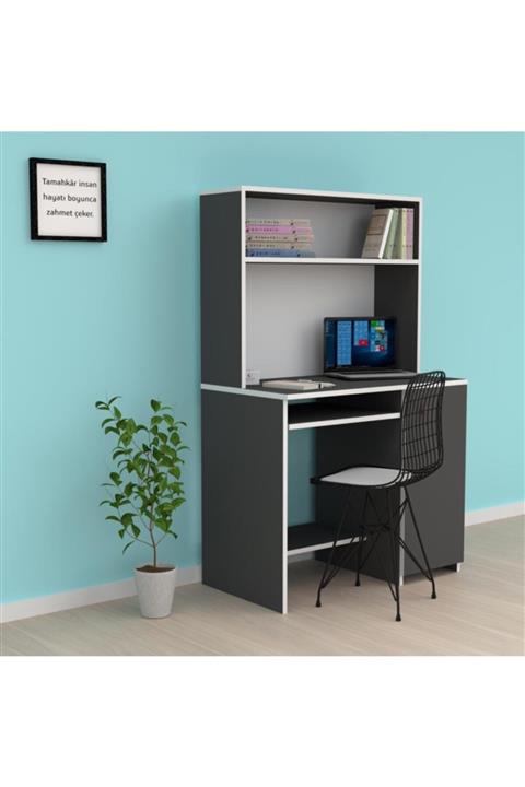 Kenzlife bilgisayar çalışma masası sevit 145*090*60 gri + 1 sandalye takımı ofis sekreter