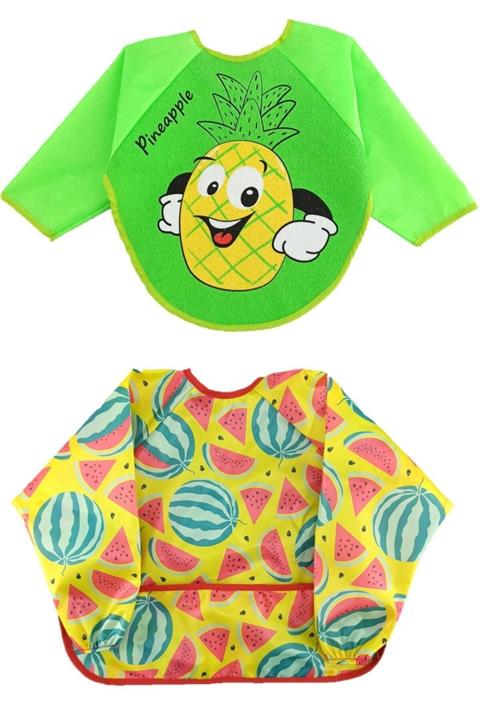 ALİSS BABY 6-24 Ay Kollu Mama Önlüğü Karpuz Ananas