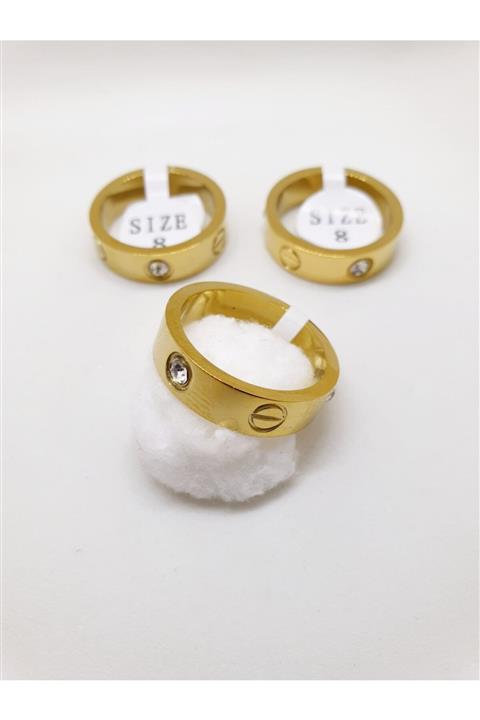 ROMERON Kadın Gold Zirkon Taşlı Çelik Yüzük