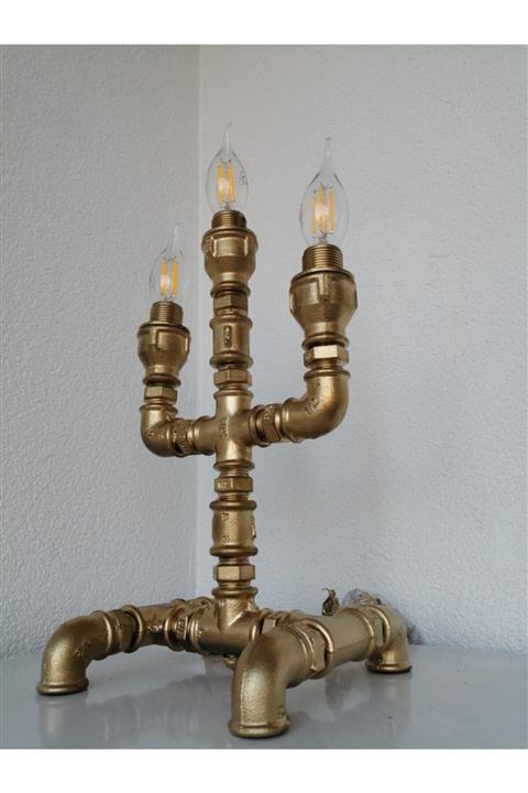 Erha dekor Masa Lambası Endüstriyel Abajür Şamdan Model (METAL)