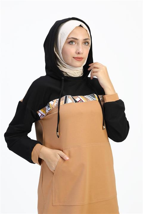 Kemal Aydın Kapişonlu Tesettür Sweatshirt - Siyah