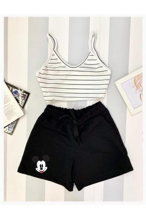 Arya Moda Üst Süprem Alt Iki Iplik Kumaş Şortlu Takım Üst