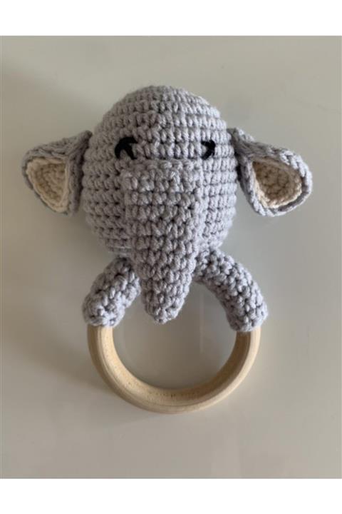 Gingerkid Amigurumi Fil Çıngıraklı Diş Kaşıma Halkası