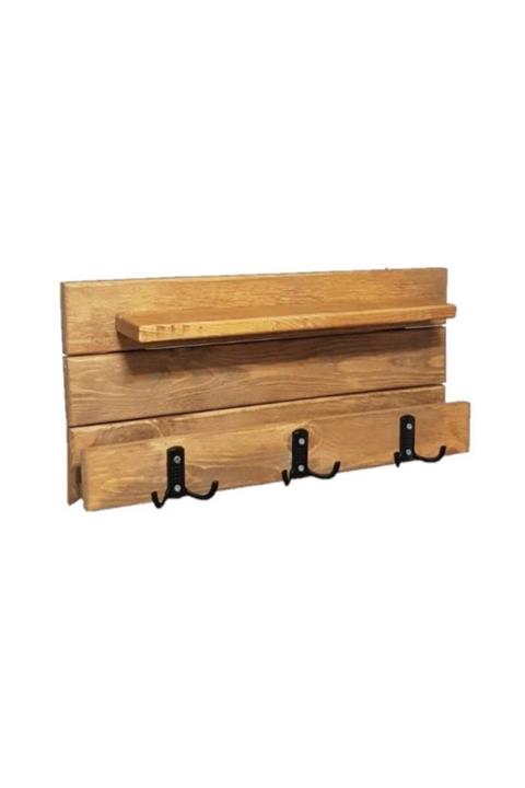 MAVİ TREND Posta Rafı Askılık Raf Anahtar Askısı Ahşap Dekoratif Duvar Rafı