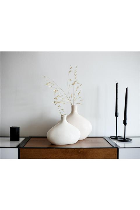 Beige & Stone Crackle Vase 2'li Set Vazo Dekoratif Obje