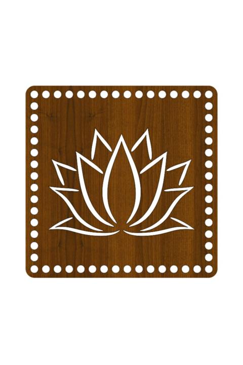 saray lazer Toptan Ahşap Makrome Çanta Tabanı Figür 41 - 20x20 - Hisar Ceviz - 24 Adet