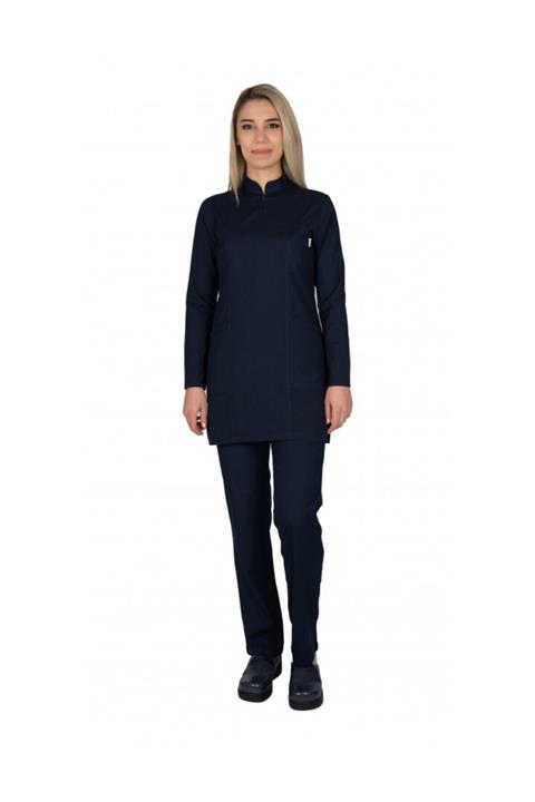 TIPMOD Likralı Lacivert Tunik Tesettür Hemşire Forması