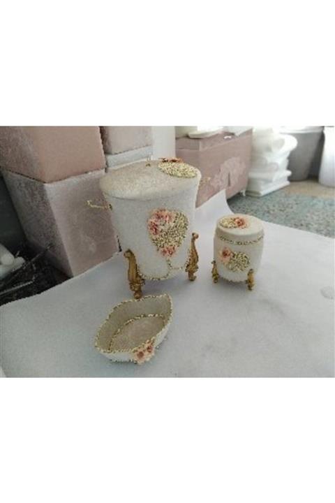 EMİN HOMEE Banyo Kadife Kirli Çamaşır Sepeti Takımı