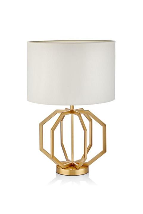 Cemile Krem Şapkalı Köşeli Abajur 55 Cm