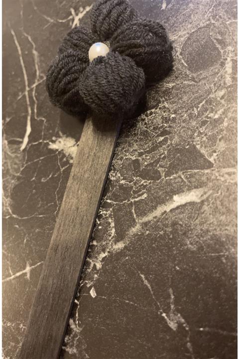 Handmadebysvg Siyah Çiçek Kitap Ayracı