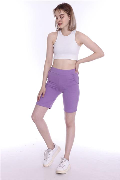 MİSSWOMEN Kadın Beli Lastikli Cepli Spor Şort