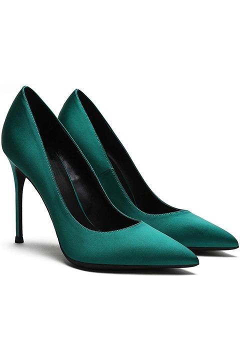 Picky Rose Kadın Yeşil Saten Stiletto