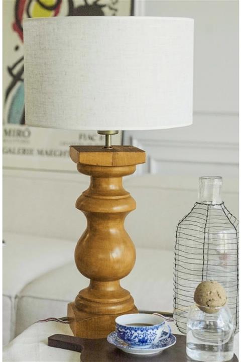 longlongstory Dekoratif El Yapımı Ahşap Abajur (bal Renk )