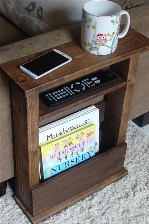 PlusAksesuar Ahşap Dekoratif Tasarım Koltuk Sehpası Yan Sehpa Gazetelik Dergilik