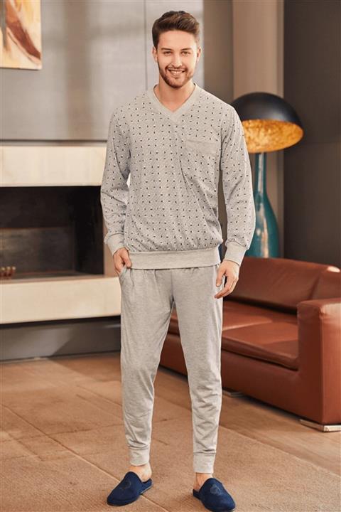 Mecit Pijama By Mecit 2757 Gri Büyük Beden Erkek Pijama Takımı