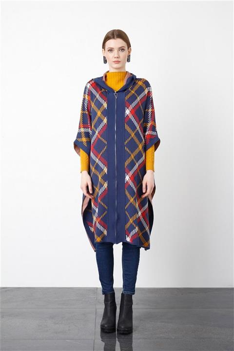 Tığ Triko Ekose Panço Laci-sarı