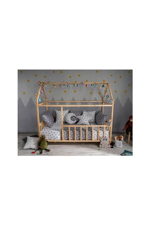 zerkaconcept Beyza Montessori Çocuk Yatak Ahşap Karyola Bebek Beşik 100x200