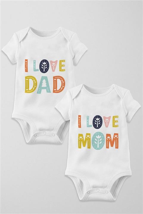 BabyLimon I Love Dad & Mom 2'li Çıtçıtlı Body Seti - Anne Baba Serisi