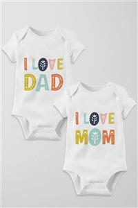 BabyLimon I Love Dad & Mom 2'li Çıtçıtlı Body Seti - Anne Baba Serisi