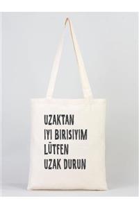 Mama Hi Slogan Baskılı 35x40 Baskılı Bez Çanta Uzaktan