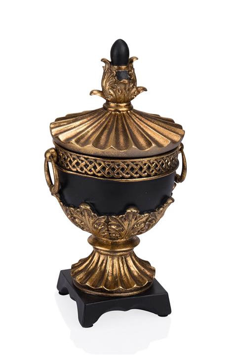 Porio Altın Siyah Kapaklı Şekerlik 14*13*26