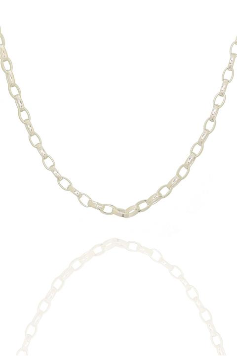 Takıdepo Oval Doch Model Gümüş Zincir 40 Mm Kalınlık