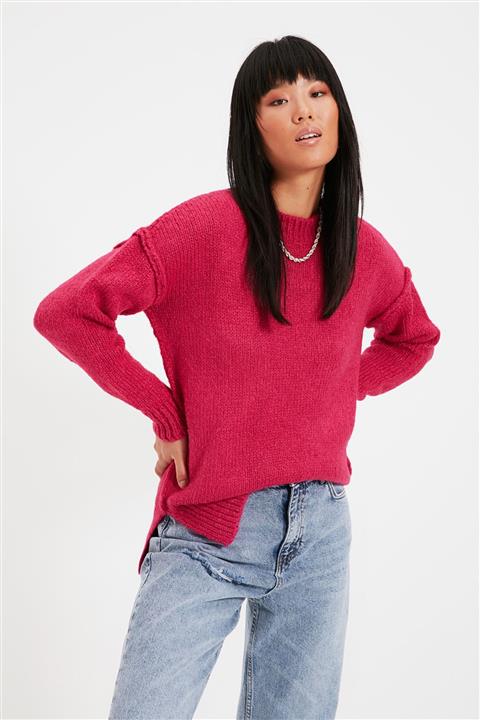 TRENDYOLMİLLA Fuşya Bisiklet Yaka Triko Kazak TWOAW22KZ0003