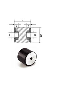 YİSA Dış Çap-50 Yükseklik-25 Çift Somun-m-10 C Tipi Çift Somun Pullu Kauçuk Takoz-50 Ad.