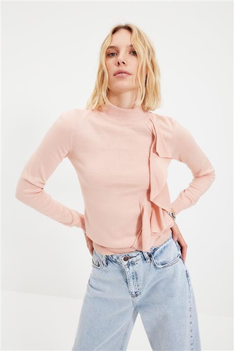TRENDYOLMİLLA Pudra Volanlı Triko  Kazak TWOAW20DU0017