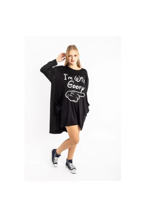 modadili I'm With Goofy Detay Elbise-siyah-standart - Siyah
