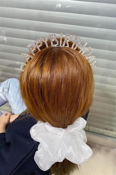 BAHELS Kadın Kristal Taşlı Happy Birthday Taç