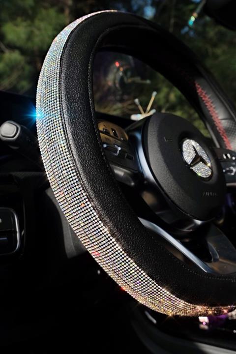 TASARIM ARABAM ATİKE ELİF AKIN Gümüş Swarovski Taşlı Araba Direksiyon Kılıfı